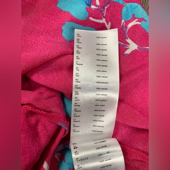 Maje Clowers Floral Button Down Short Sleeve Top Pink Blue Size 2 - Picture 10 of 10